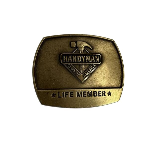 VINTAGE 1996 Handyman Club Of America Life Member Belt Buckle Solid Brass - BUB - Picture 1 of 4